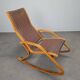 Rocking-chair Art déco en bois cintré et tissu, Tchécoslovaquie 1930
