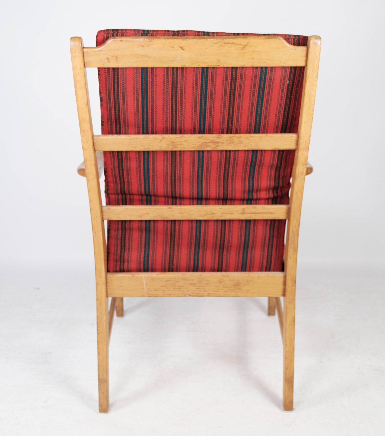Oak armchair and striped fabric by Bjärnums Möbelfabrik from the 60s