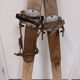 Pair of old skis in wood and zinc 175 cm