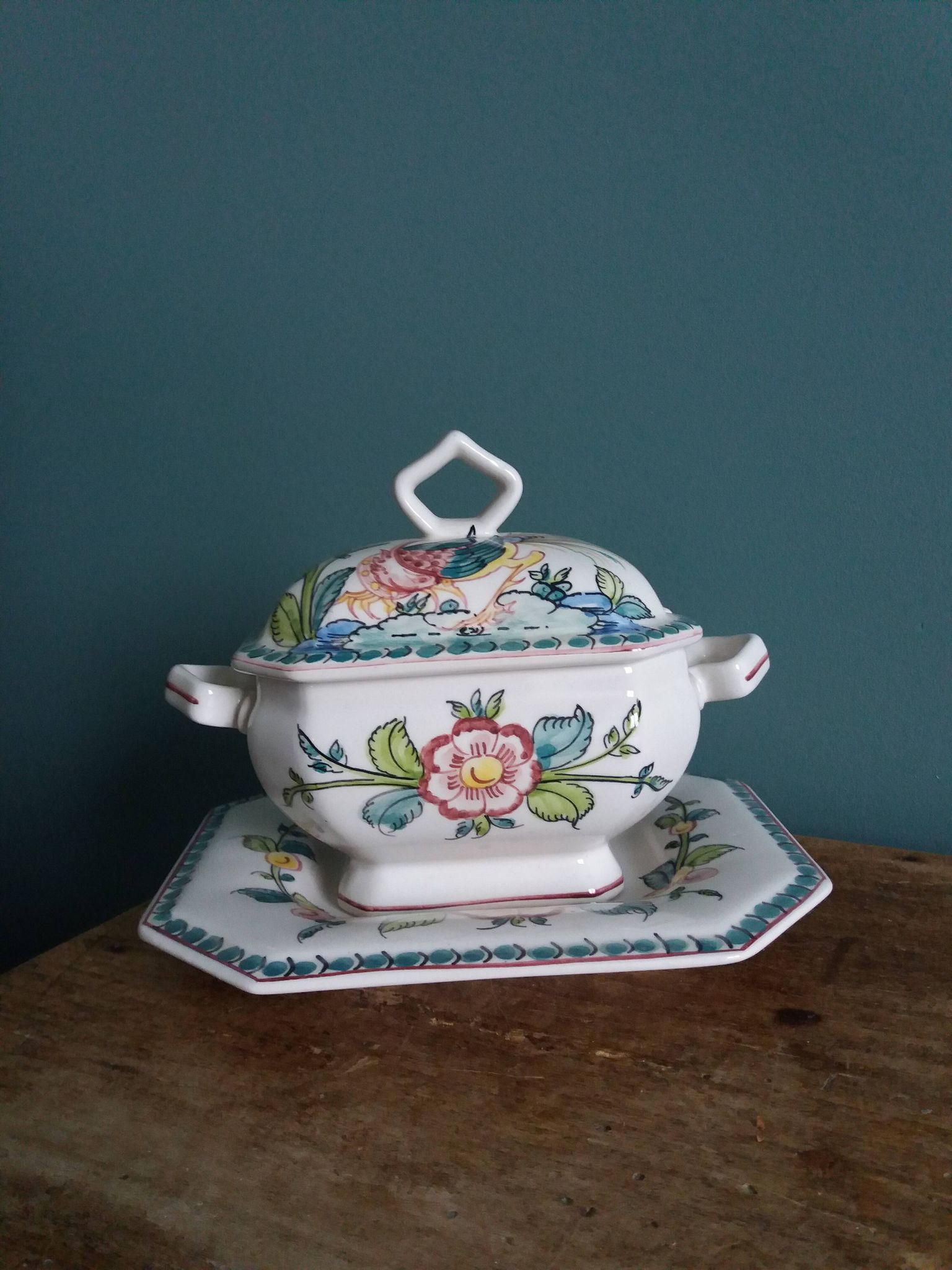 Sugar or mustard bowl Anfora Agueda hand painted ceramic Portugal