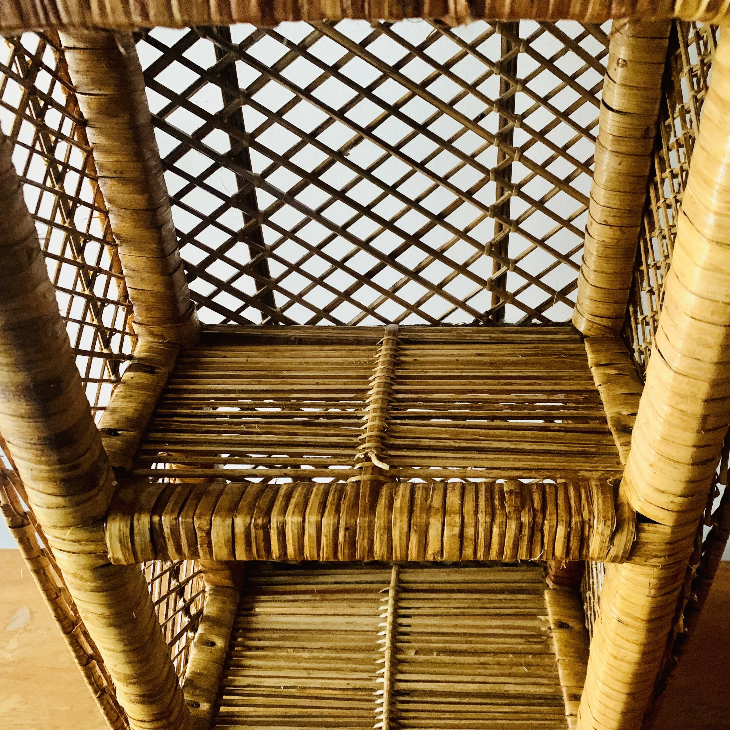 Vintage rattan and wicker shelf