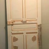 Passage door with three molded panels in solid fir, 20th century