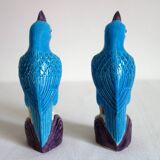 Pair of enamelled porcelain parrots, Chinese, 1960s.