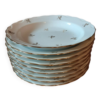 Set of 9 S&M fine porcelain soup plates
