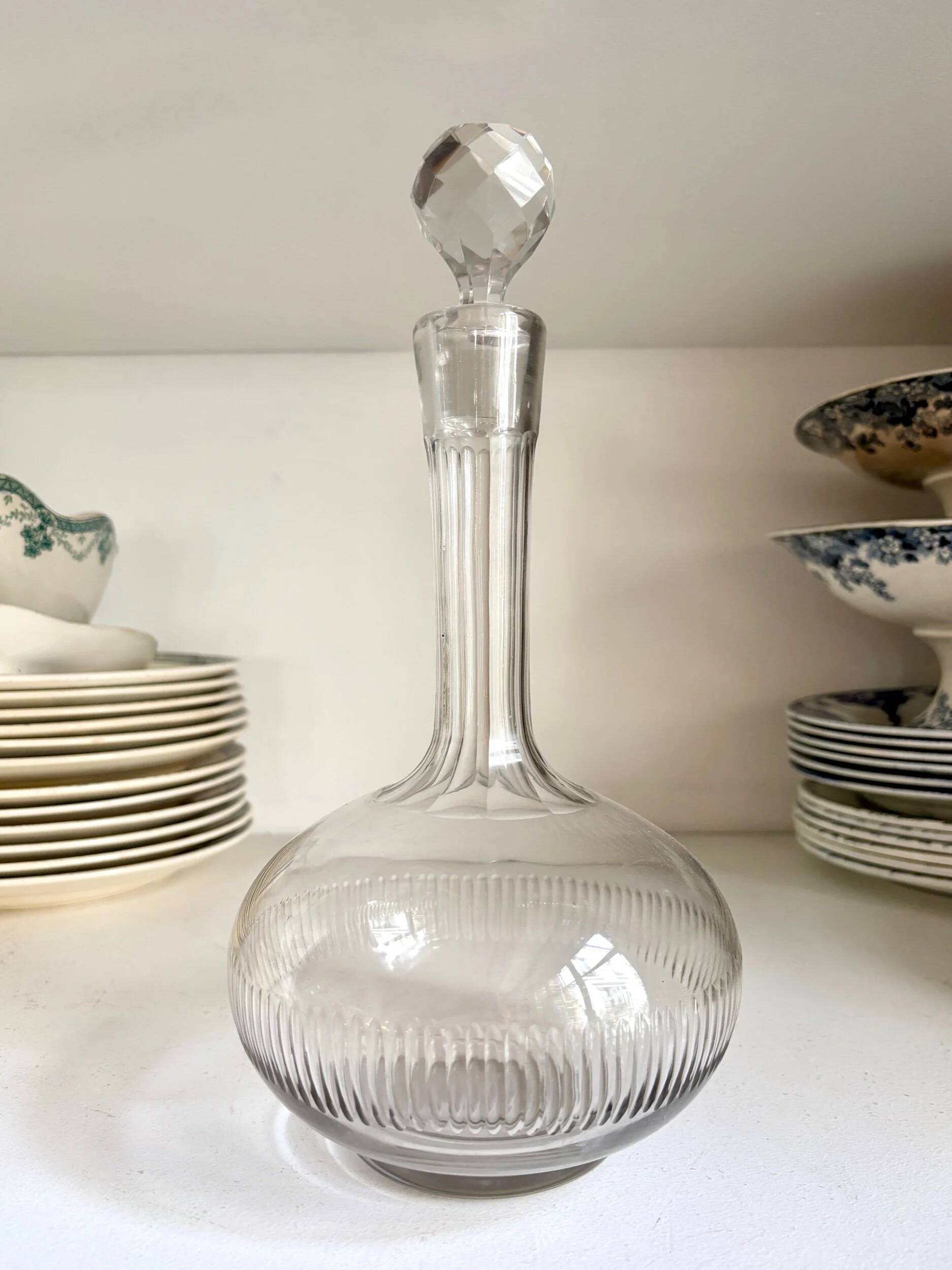 Chiseled glass liqueur carafe