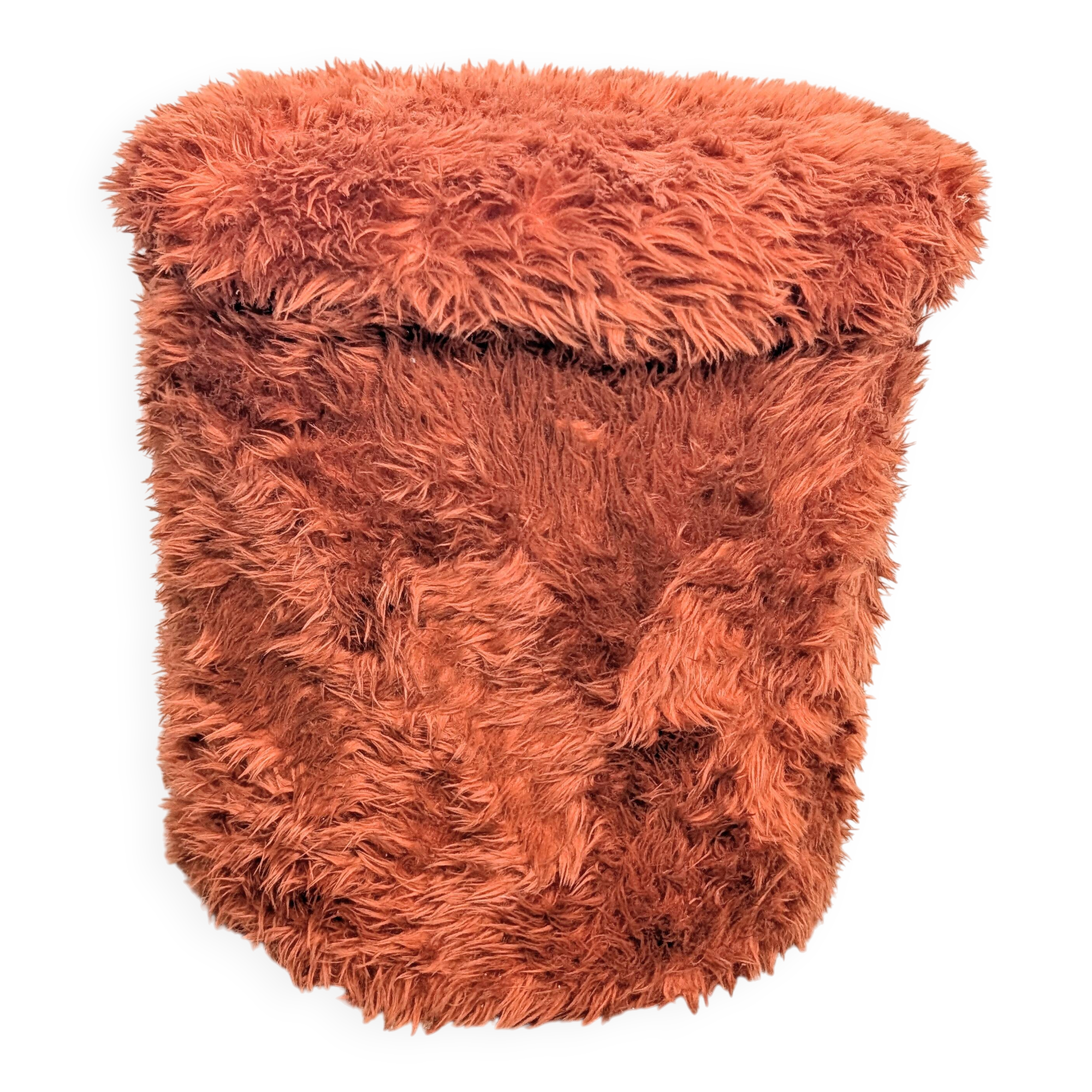 Vintage fluffy storage pouffe