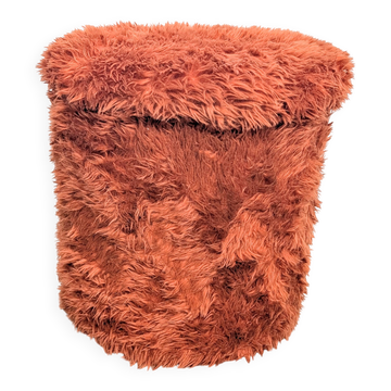 Vintage fluffy storage pouffe