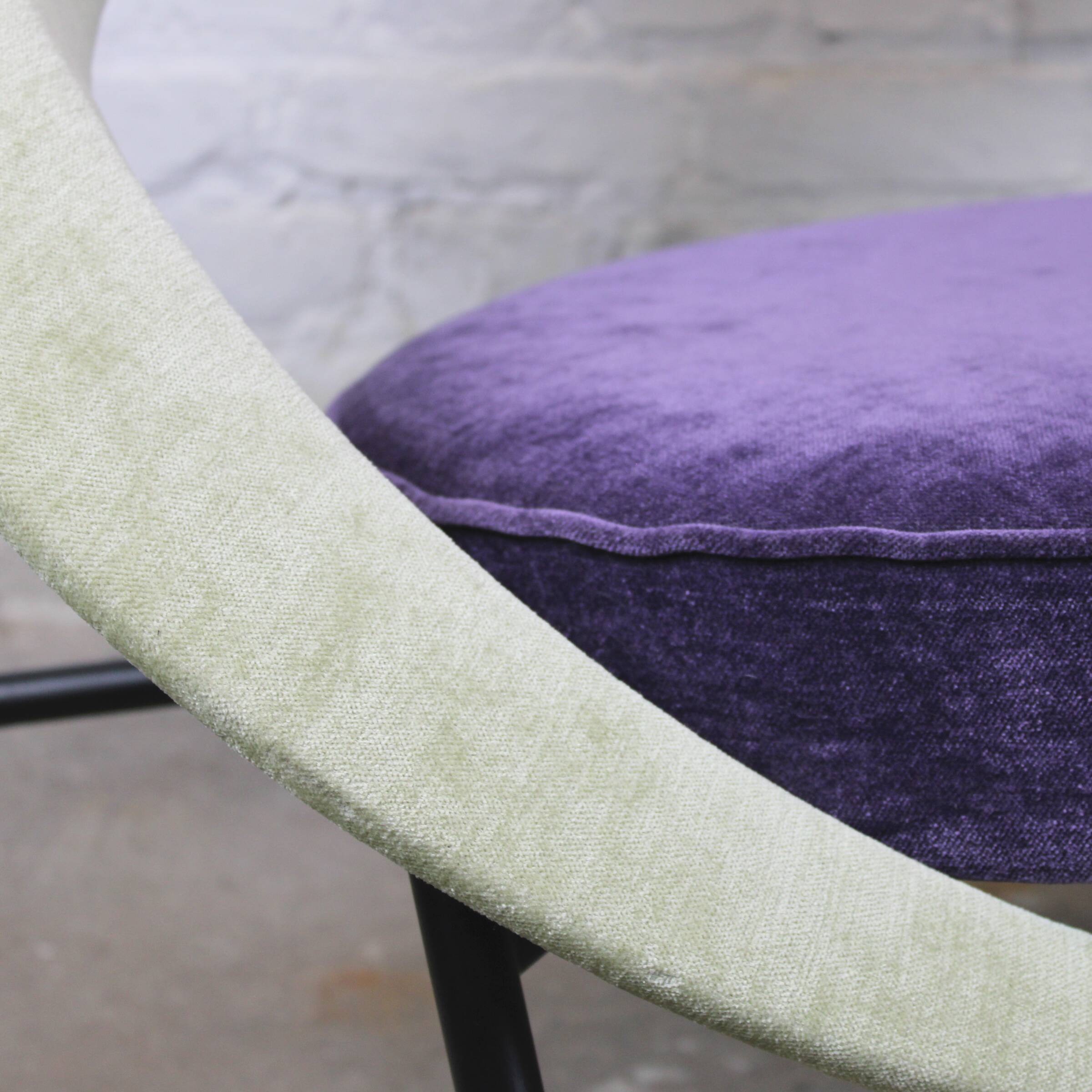 Pair of Burov "44" or "Saturne" armchairs by Geneviève Dangles and Christian Defrance