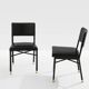 Jacques Quinet paire de chaises cuir noir laiton 1950