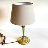 Lamp solid brass and vintage fabric