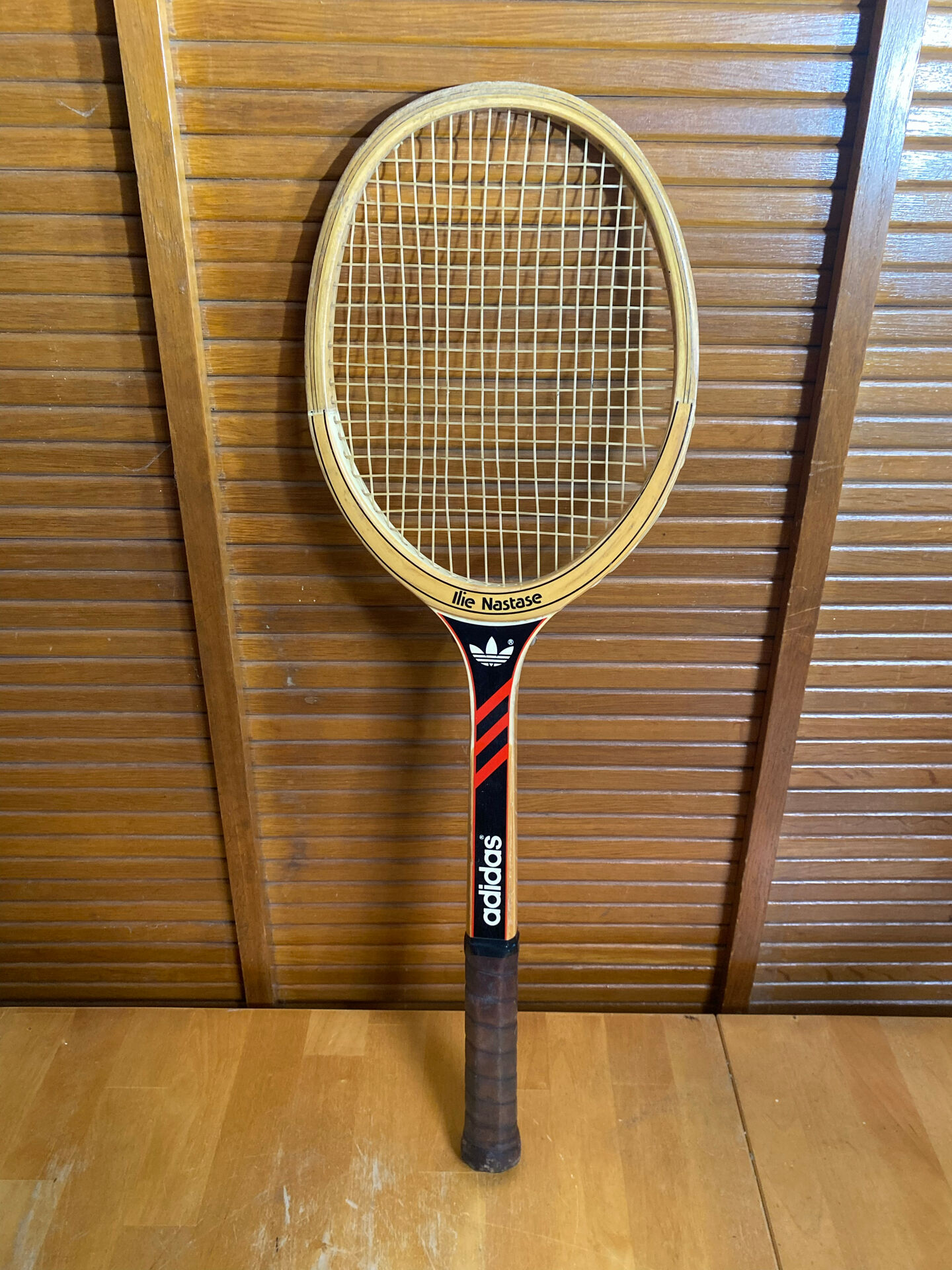 Vintage adidas tennis racket ilie năstase wood + case #e2