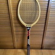 Vintage adidas tennis racket ilie năstase wood + case #e2