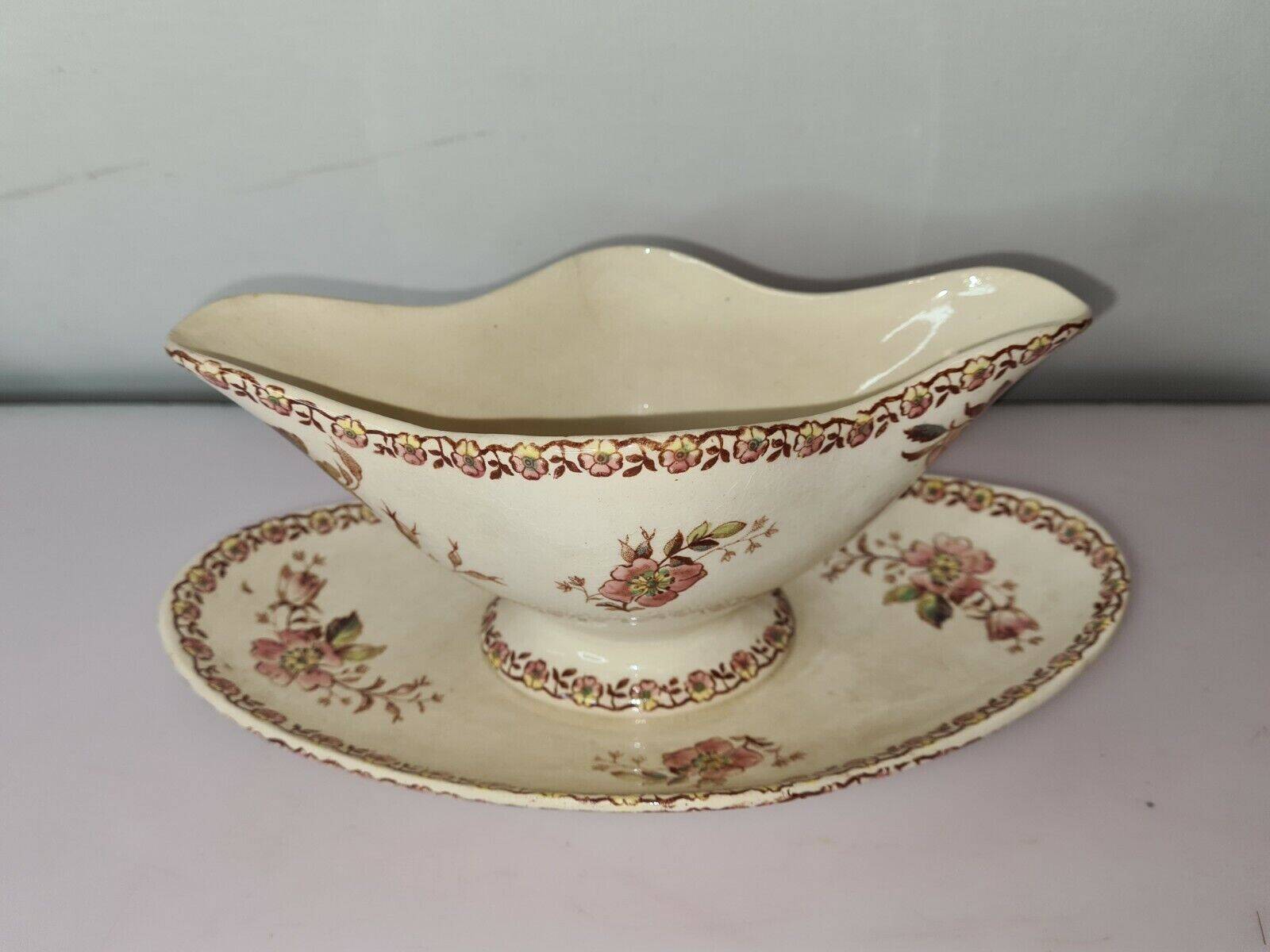 Gien porcelain gravy boat