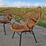 Set of 2 rattan armchairs