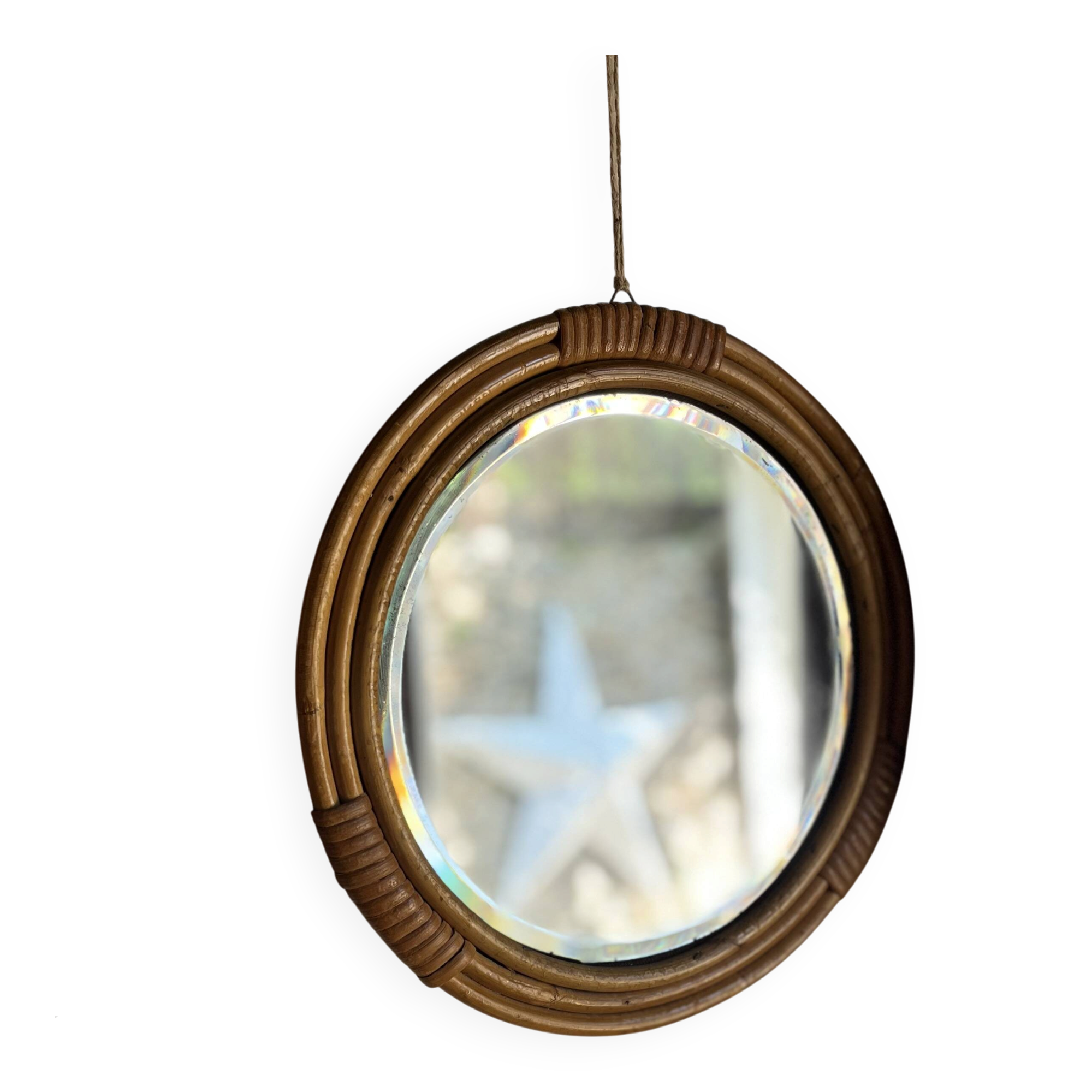 Miroir vintage en rotin