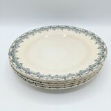 Flat plates in faience Land of Fer Choisy Le Roi, year 50, dark blue décor