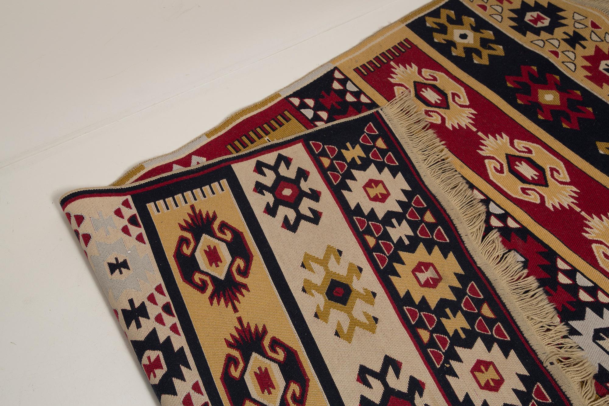 Mid-century Boho Wool Rug, 1960s