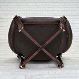 1970s, Scandinavian lounge chair, furniture leather, oak wood.