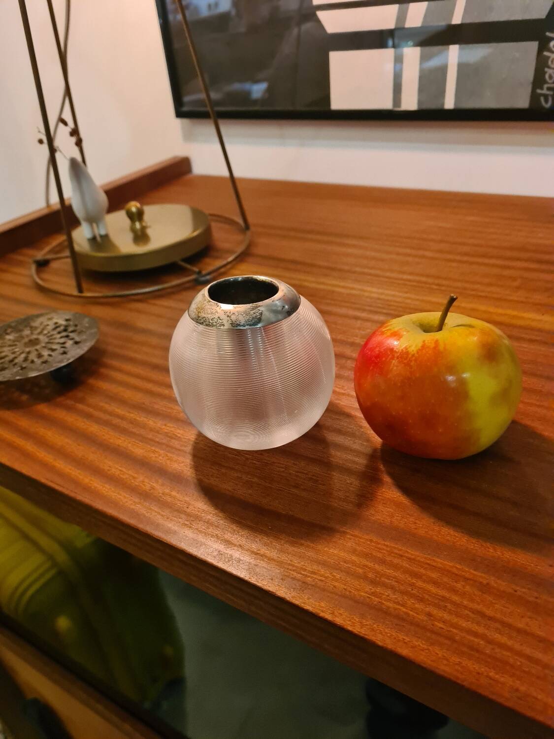 Antique Victorian Glass and Silver Matchpot 1897