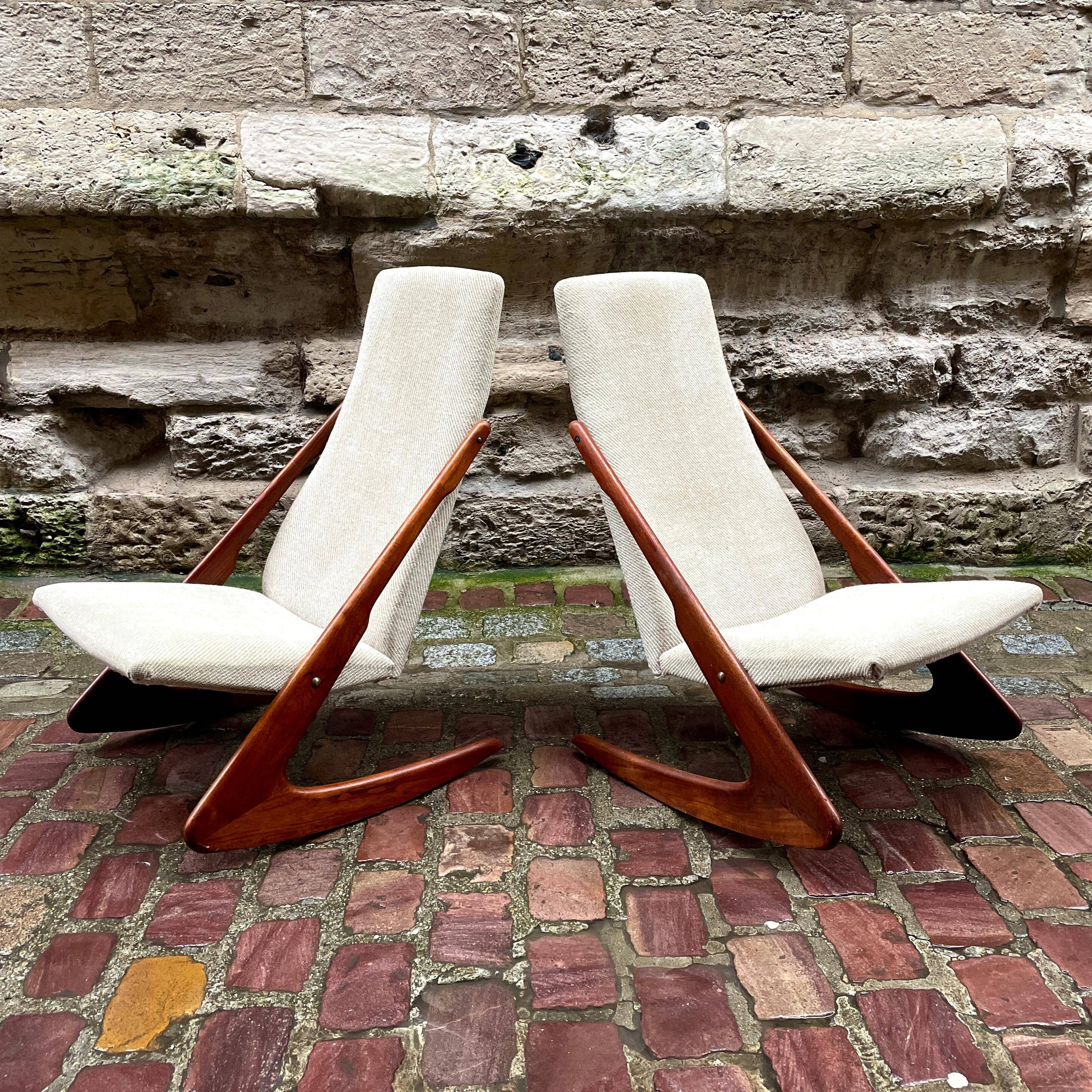 Pair of Danish armchairs model Boomerang by Mogens Kold