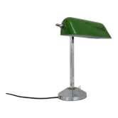 NIAM desk lamp with articulated head, dark green color and chrome. Art Deco