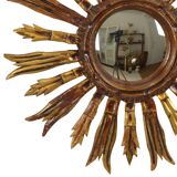 Vintage Wooden Sun Mirror Sunburst Gold Fifties 52cm