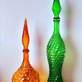 Italian glass bottles Empoli 1970