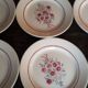 Lot 6 plates flat Badonviller Francine eyelets blue red 1940