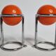 “Space Age” wall coat rack, two spherical coat hooks