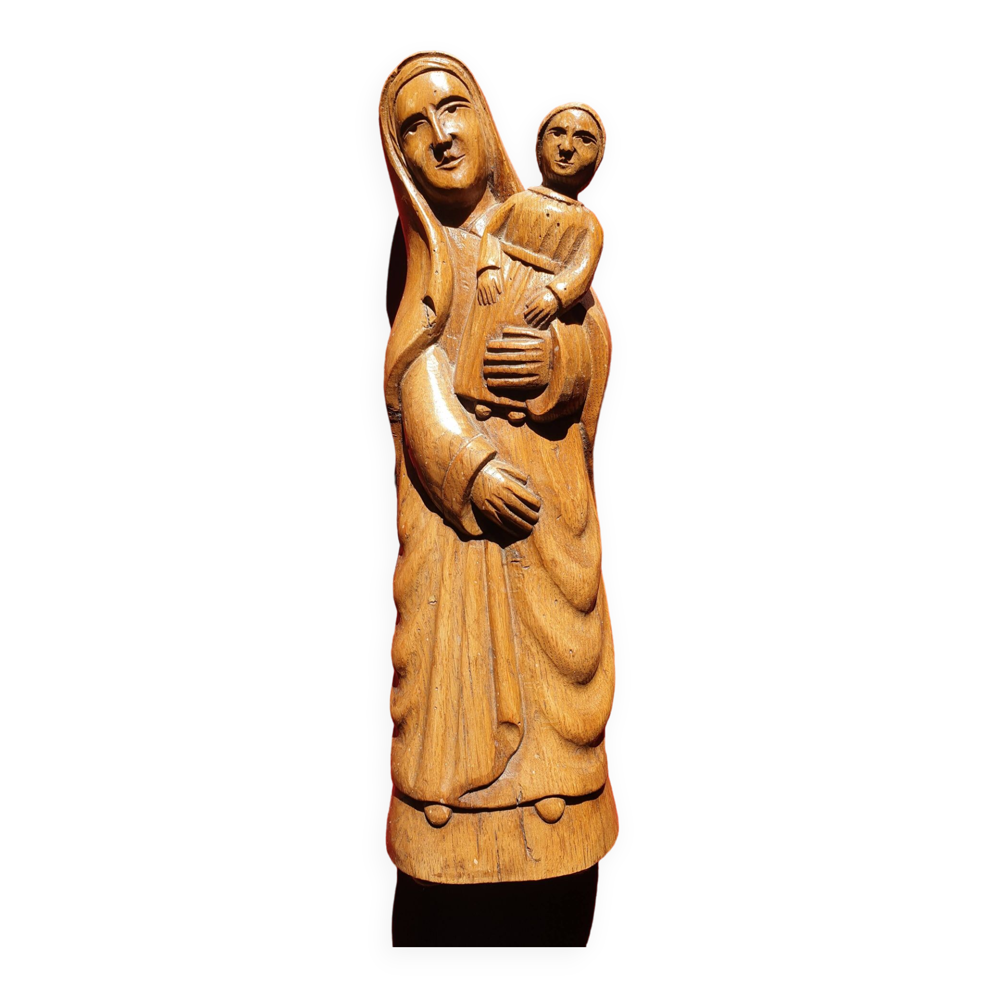 Holy Virgin and Child in wood 31 cm popular art late 19th century early 20th century