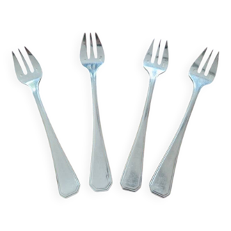 Christofle - Set of 4 America model oyster forks - Design Luc Lanel - In silver-plated metal