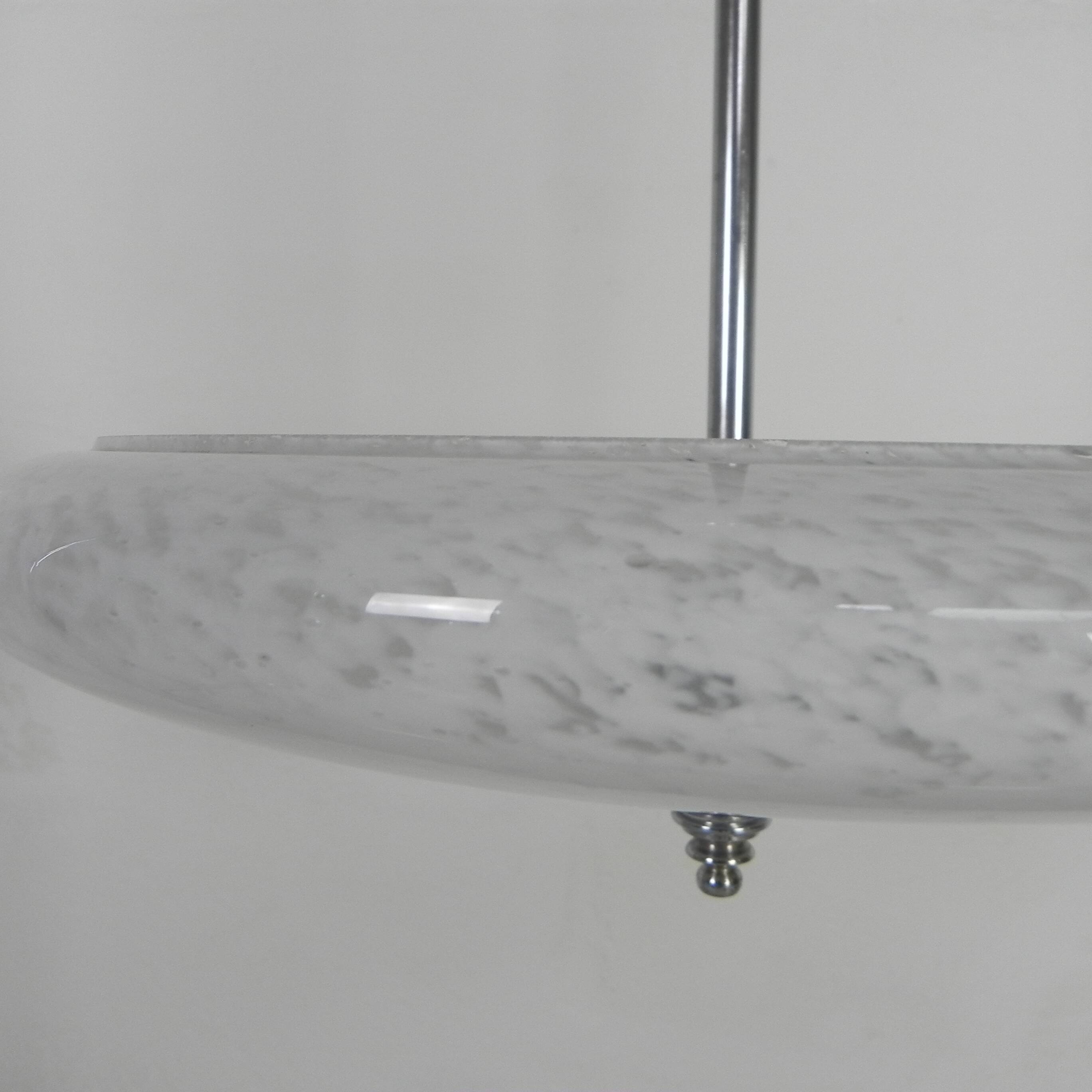 Art Deco pendant lamp with cloudy glass bowl, 1930s