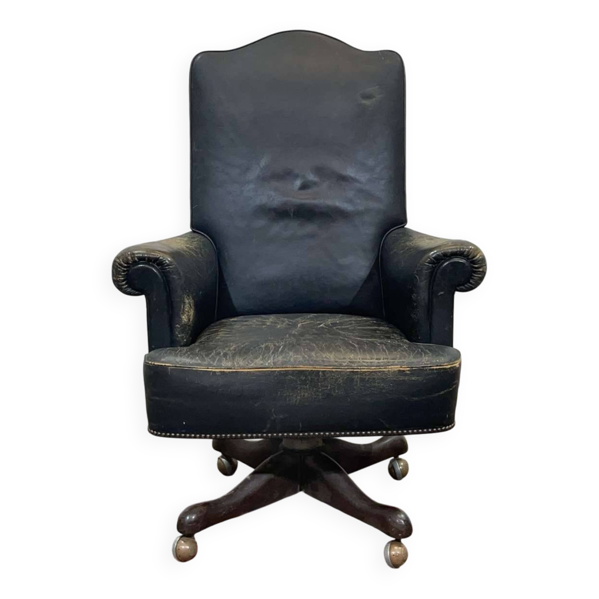 1950s English office chair in leather and imitation leather