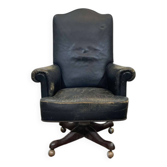 1950s English office chair in leather and imitation leather