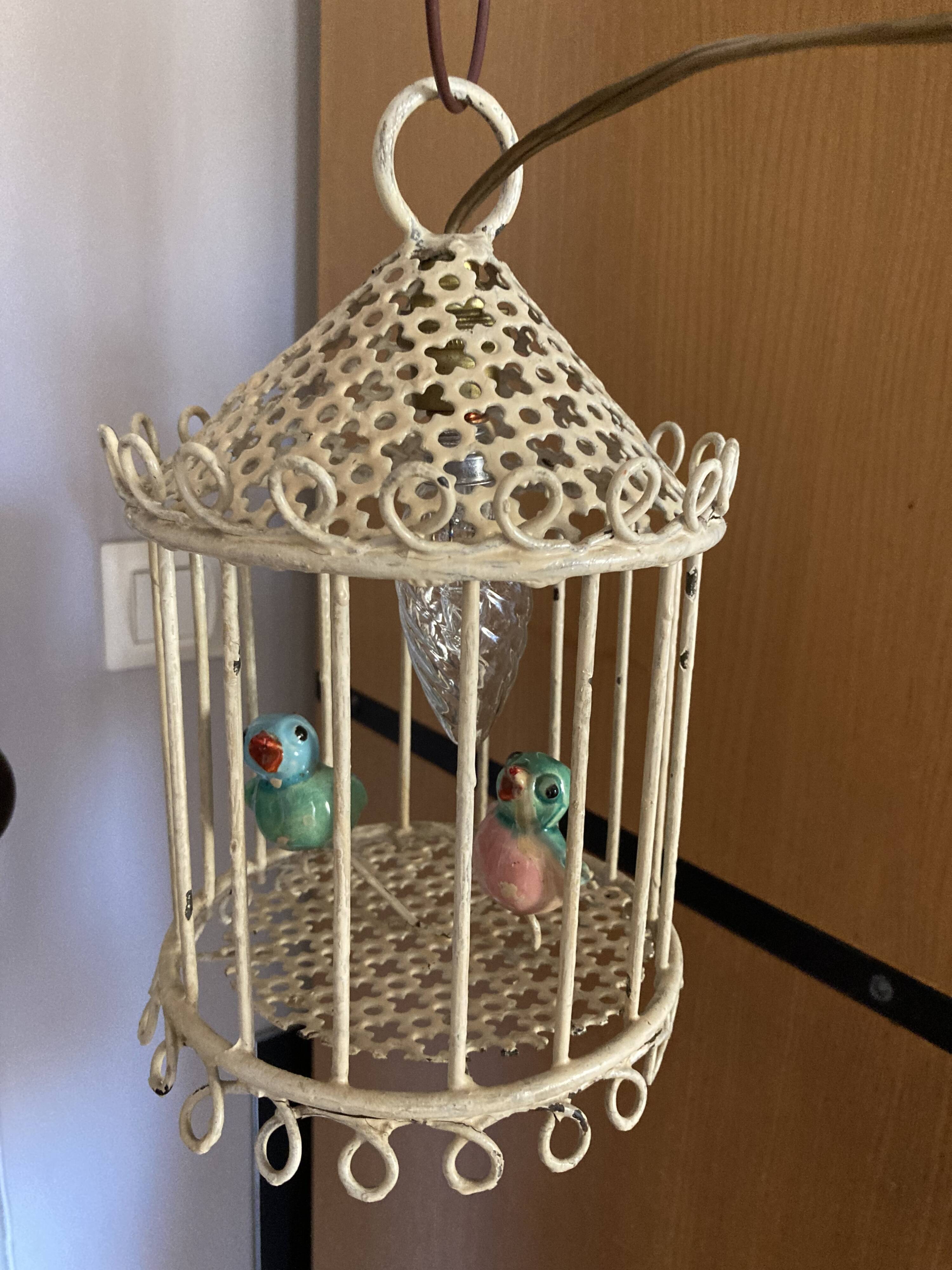 Bird cage lamp in vintage ceramics 50 years