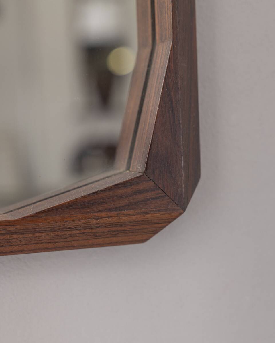 VINTAGE 1960S WALL MIRROR IN WALNUT WOOD DESIGNED BY DINO CAVALLI