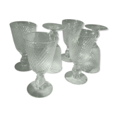 Verres à pied relief vert (lot de 6)