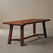 Grande table artisanale en chêne, France, vers 1970