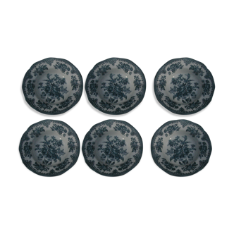 6 hollow plates - Enoch Wedgwood (Tunstall) Ltd - Asiatic Pheasants blue