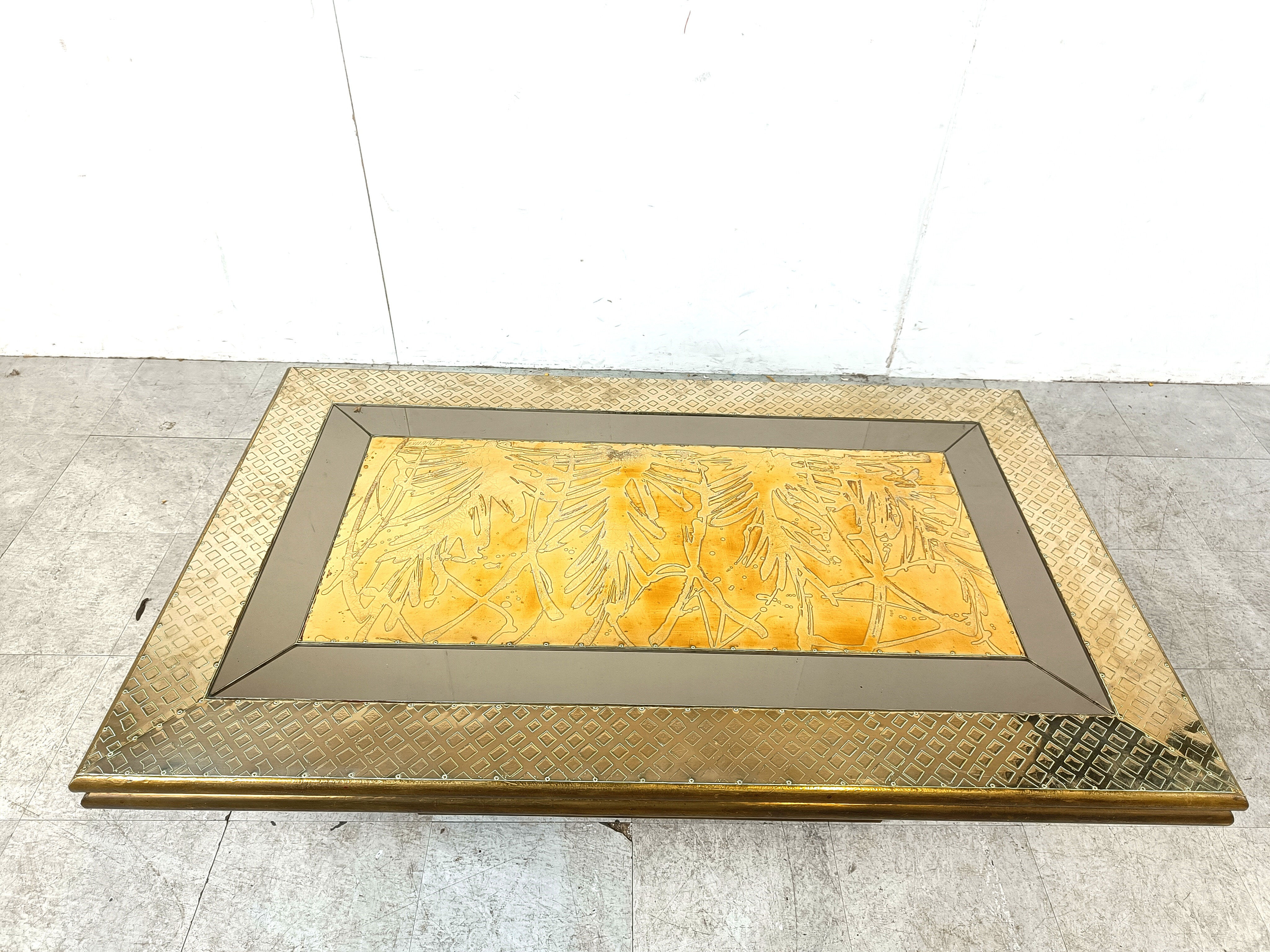 Vintage brass coffee table by Rodolfo Dubarry, 1970s