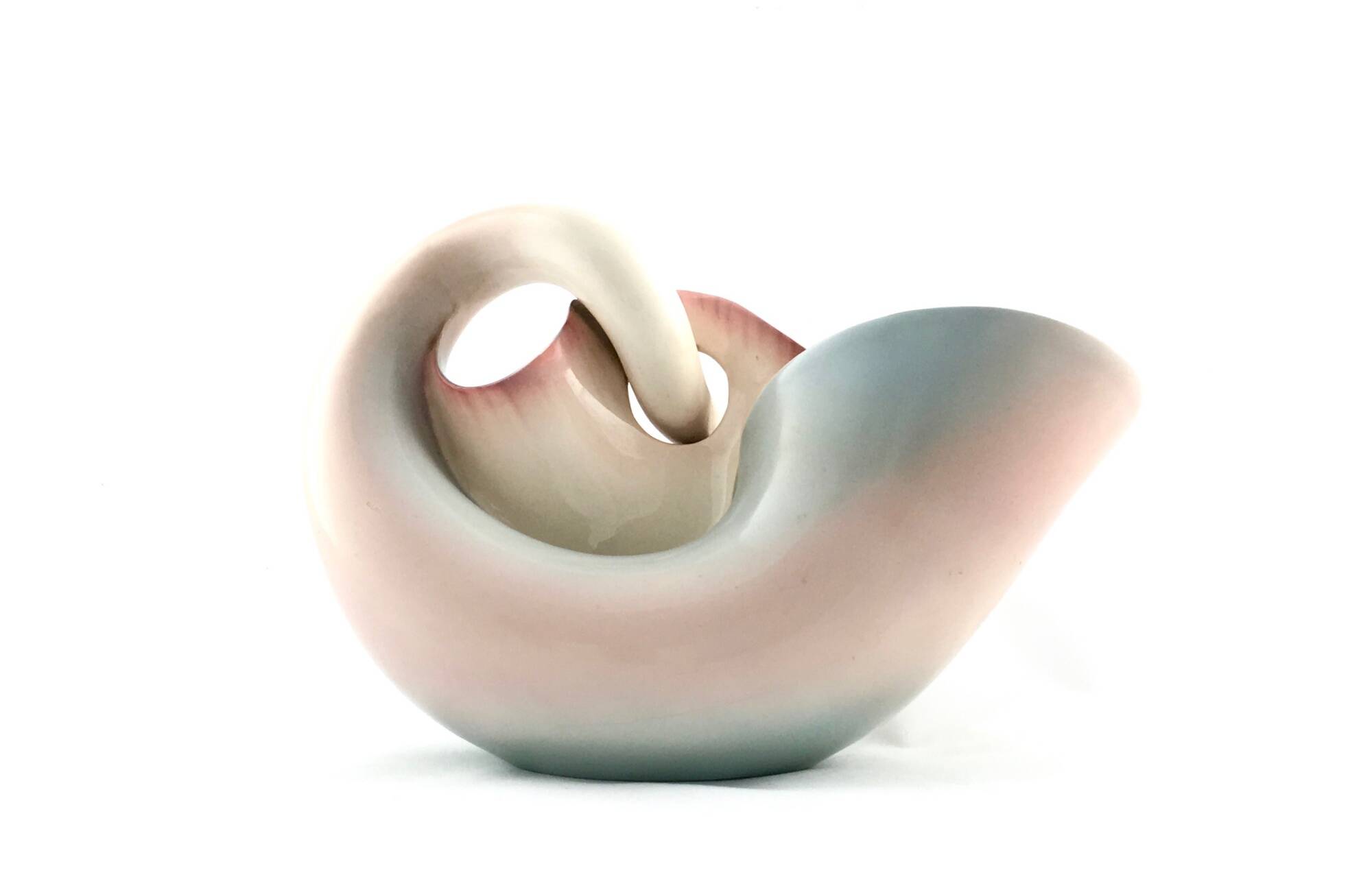 Centre de table en terre cuite laquée rose clair par Vibi, Italie, années 1960