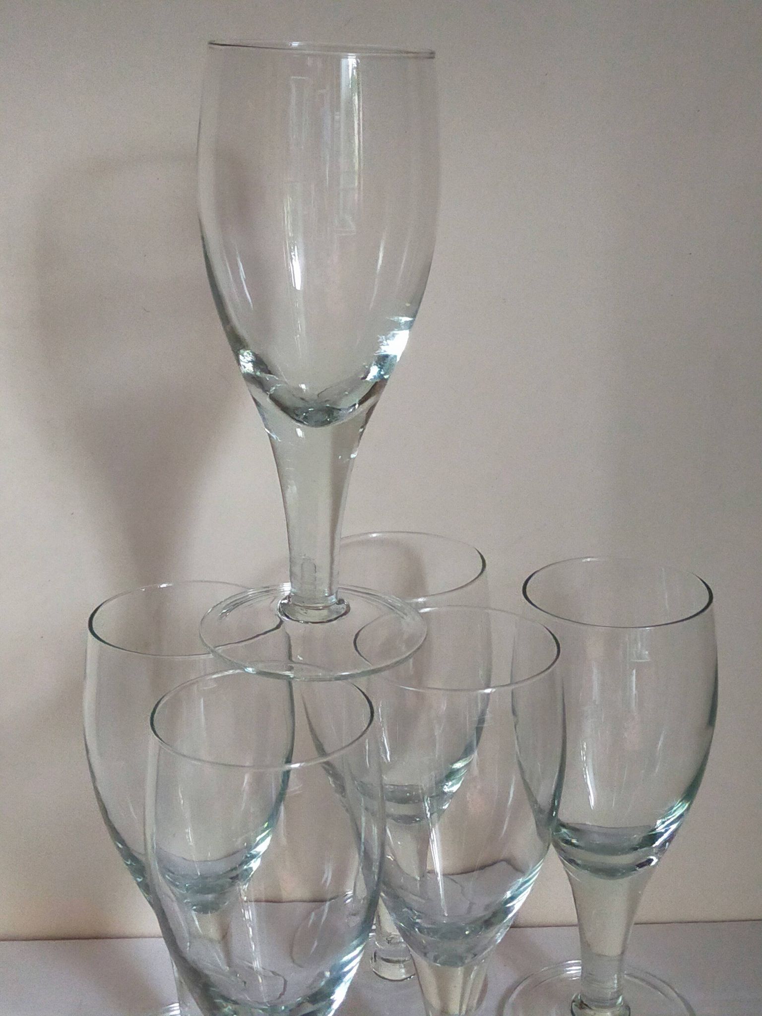 Six verres à pieds en verre soufflé XXL