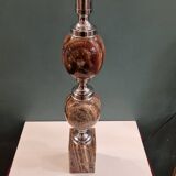 Large marble and chrome metal table lamp base from the 70s