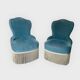 Paire de fauteuils crapaud velours bleu 1970