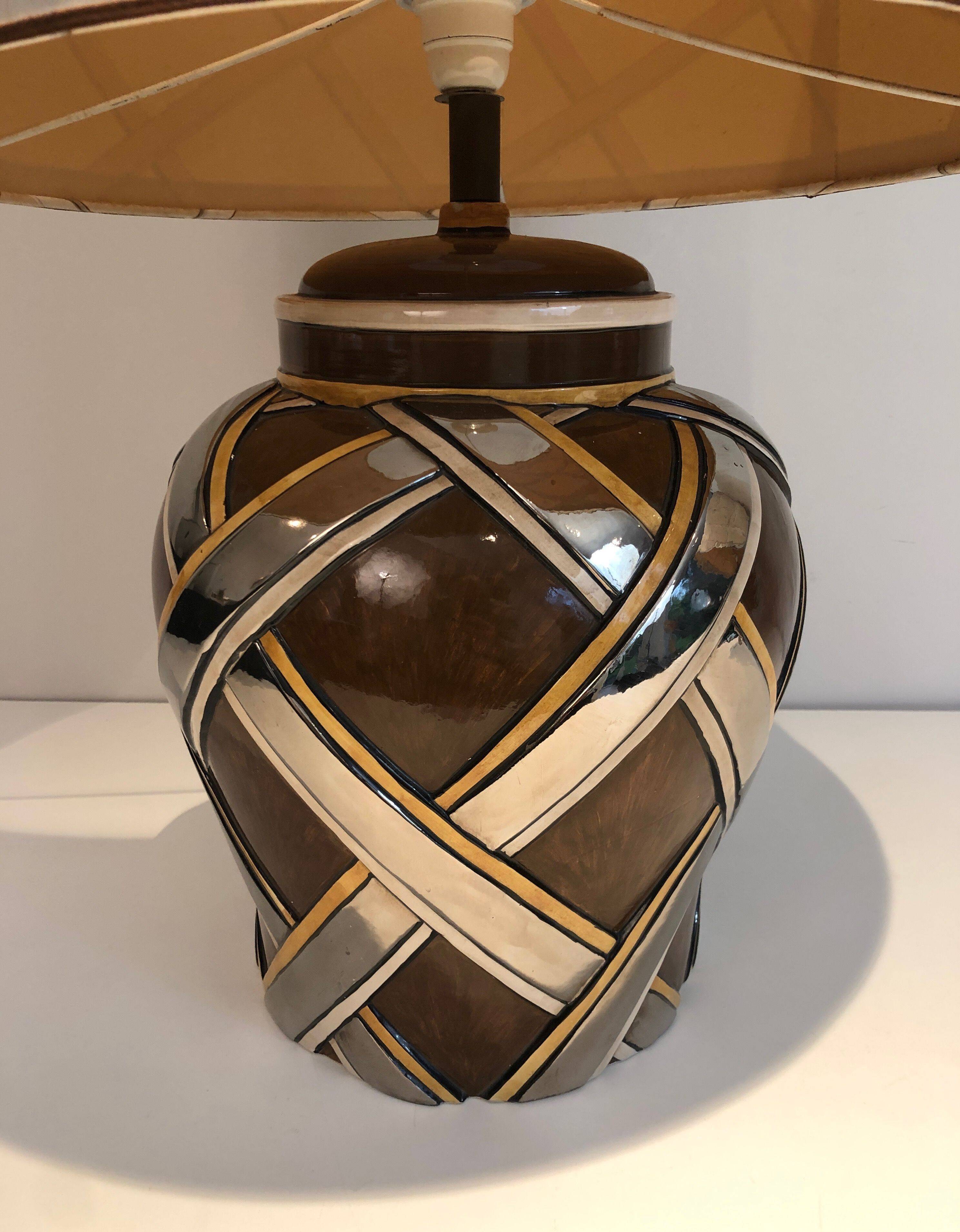Important pair of ceramic lamps. French work.
