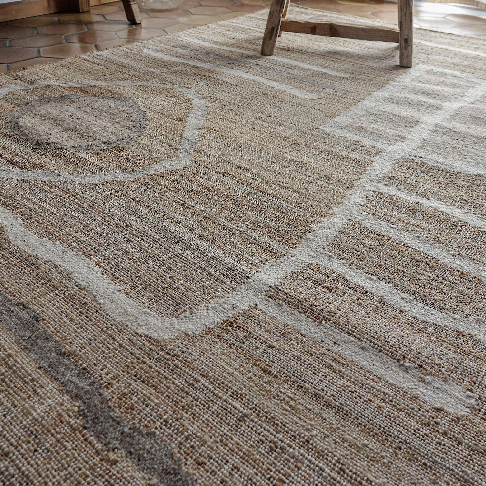 Woven carpet in jute and wool 240x170 cm