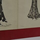 4 fashion drawings in ink and wash, signed and dated 1930 Marie DELEUSE (XIX-XXth century)