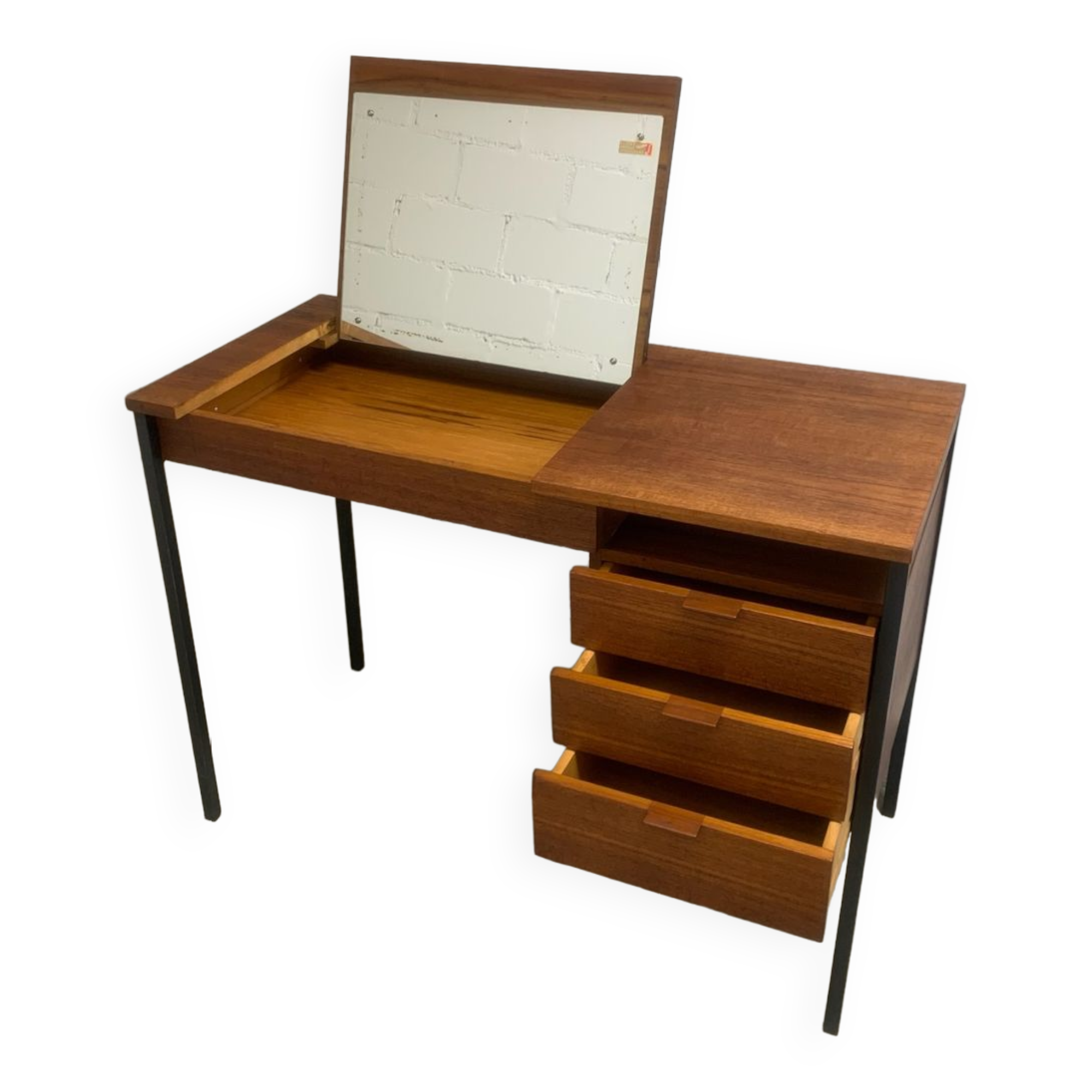 Scandinavian desk in teak & metal 1960s