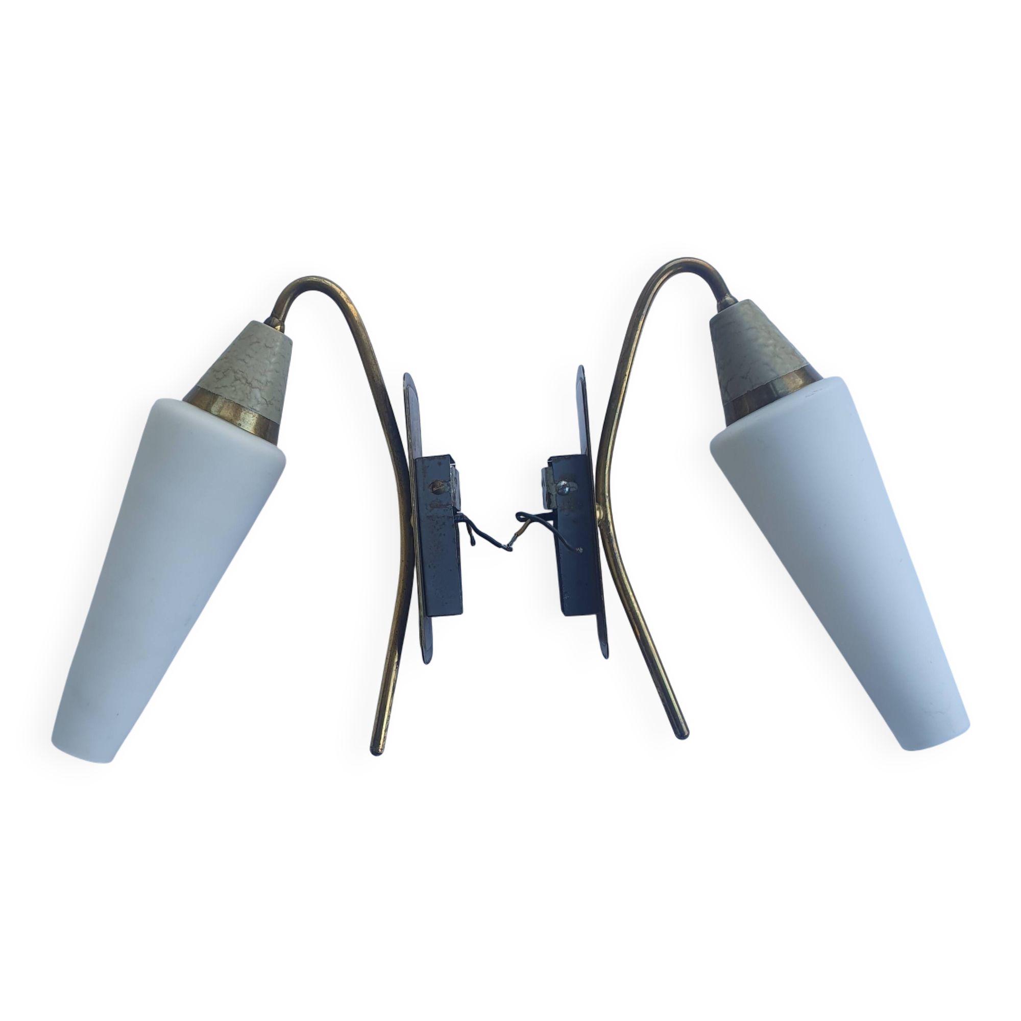 Pair of antique tulip wall sconces