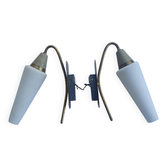 Pair of antique tulip wall sconces